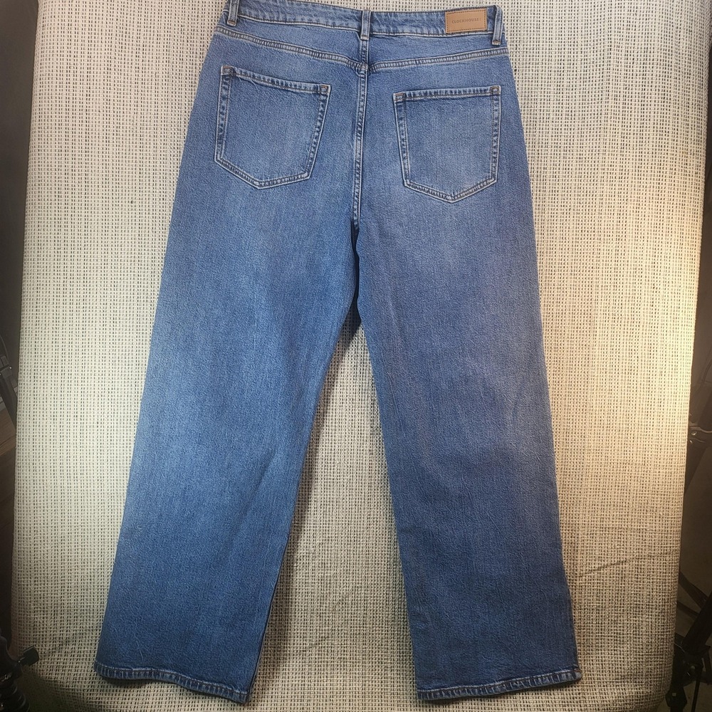 Clockhouse C&A Jeans Womens‎ 42 Short High Rise Loose Straight Side Slit Hem - Picture 8 of 10